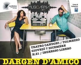 DARGEN D’AMICO FEAT. ISABELLA TURSO L’AVANGUARDIA DEL RAP al Candoni di Tolmezzo VARIAZIONI D’AUTUNNO TOUR INGRESSO LIBERO