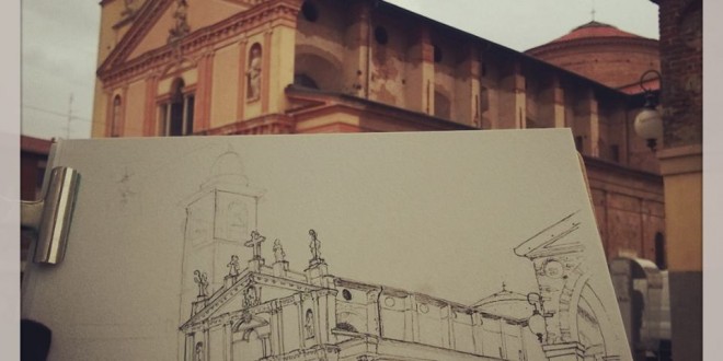 Novara “su tavolozza”: in questi giorni tre Urban Sketchers “raccontano”  gli scorci della provincia, armati di taccuino e colori.