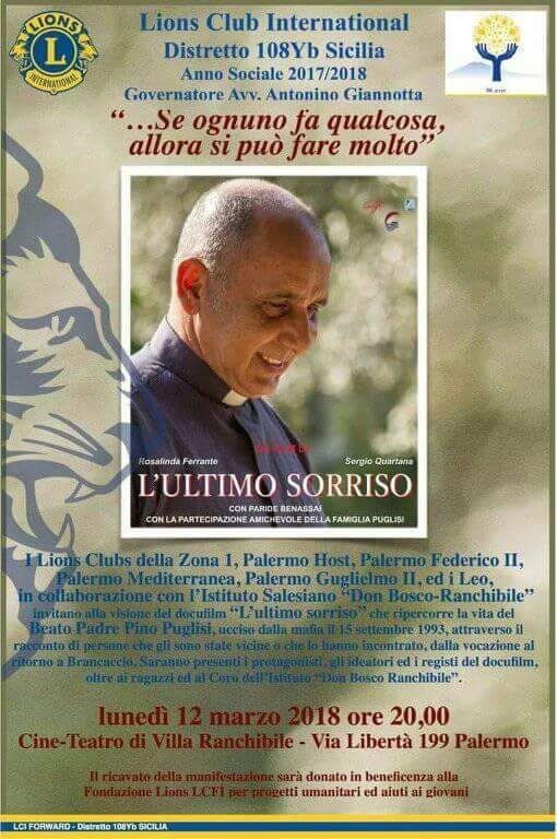 L’Ultimo sorriso”, al Don Bosco Ranchibile di Palermo una serata dedicata a Padre Pino Puglisi coordinata dai Lions Club della Zona 1