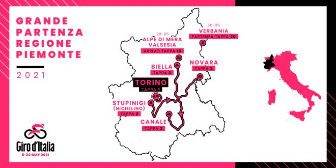 104° Giro d’Italia: la Regione Piemonte ospiterà la Grande Partenza. Nelle vie di Torino la cronometro di apertura