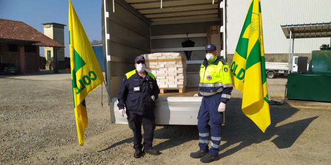 GLI AGRICOLTORI DI COLDIRETTI NOVARA-VCO DONANO DIECI QUINTALI DI RISO AL COORDINAMENTO TERRITORIALE DEI VOLONTARI DI PROTEZIONE CIVILE DELLA PROVINCIA DI NOVARA