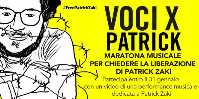 Free Patrick Zaki: l’8 febbraio una maratona musicale per la sua liberazione